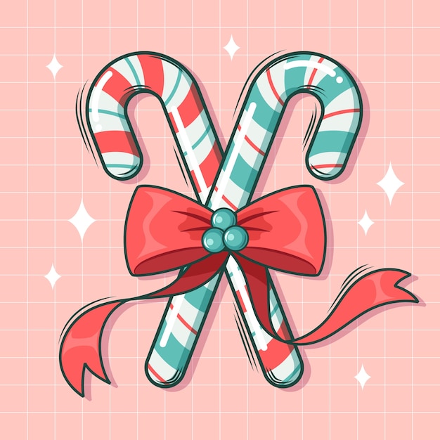 Hand drawn candy cane cartoon illustration