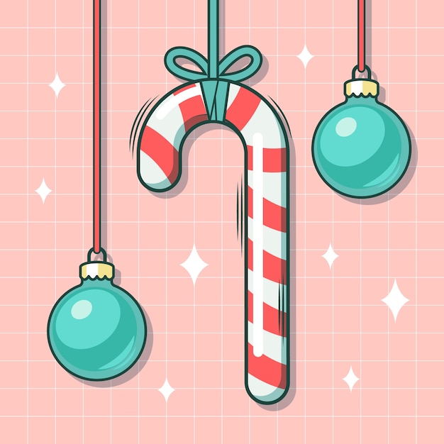 Free vector hand drawn candy cane cartoon illustration