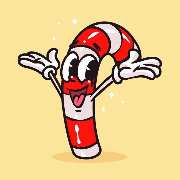 Hand drawn candy cane cartoon illustration