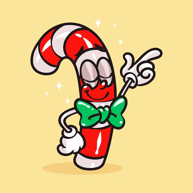 Hand drawn candy cane cartoon illustration