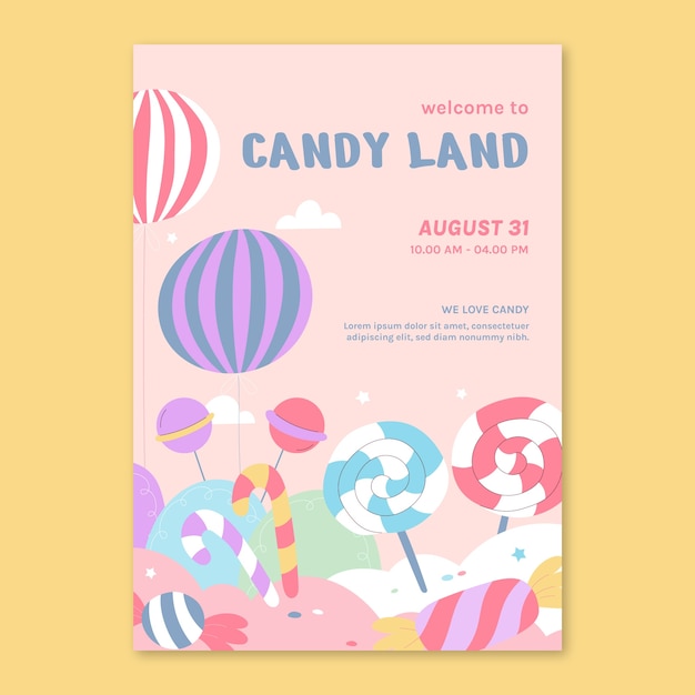 Hand drawn candy colors poster template