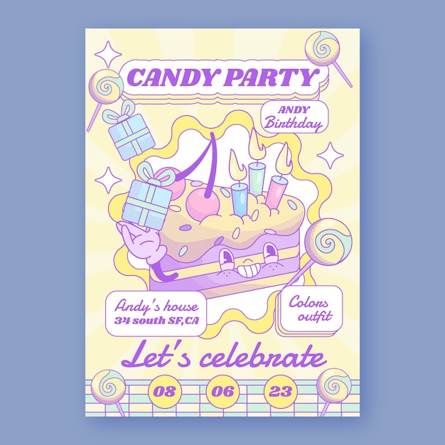 Free vector hand drawn candy colors  poster template