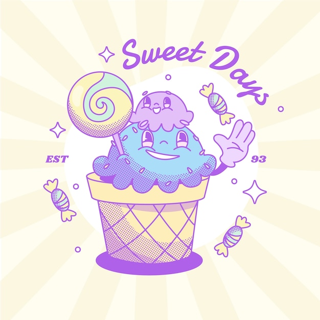 Hand drawn candy pastel color illustration