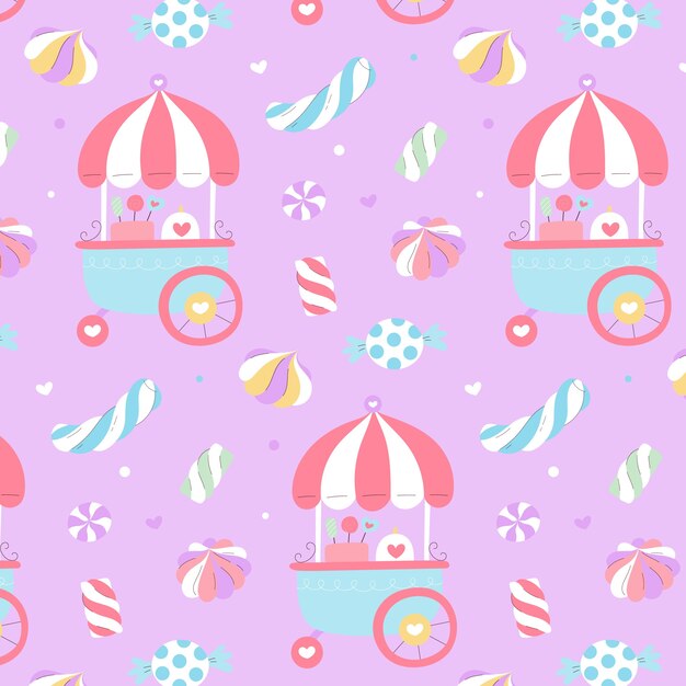 Hand drawn candy pastel color pattern