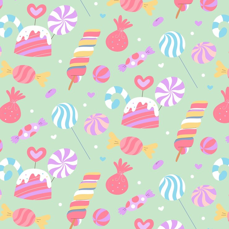 Free Vector hand drawn candy pastel color pattern