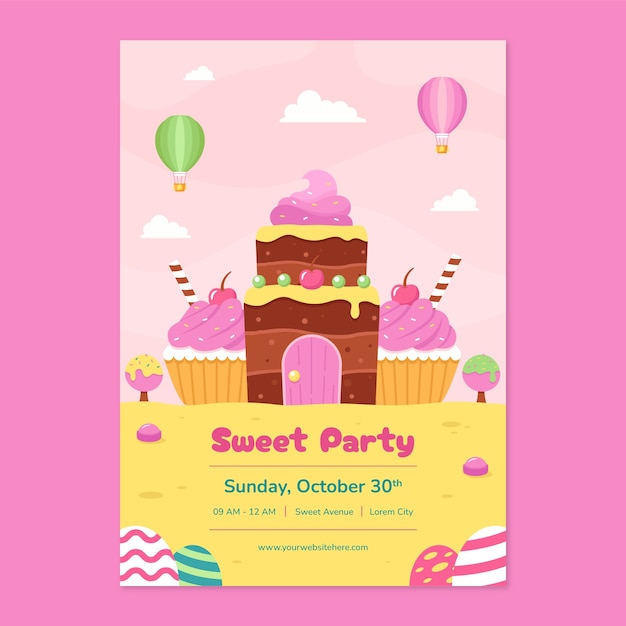 Hand drawn candy pastel color poster