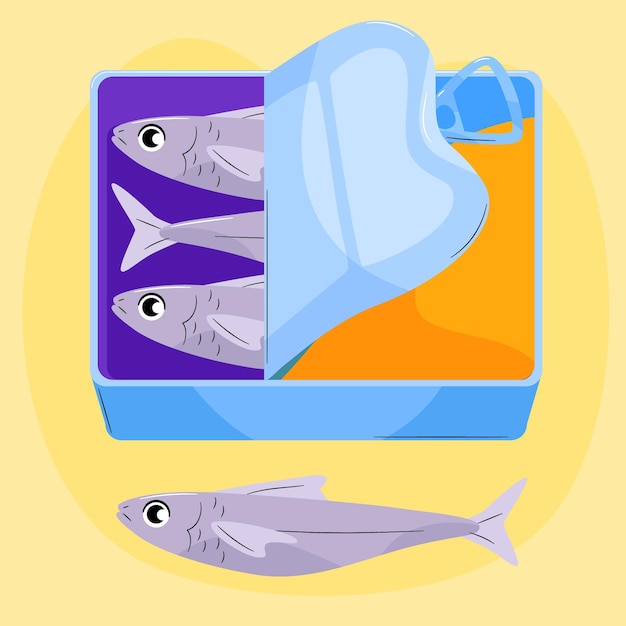 Free vector hand drawn canned sardine illustration