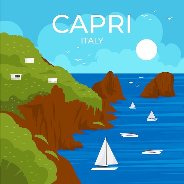 Hand drawn capri illustration