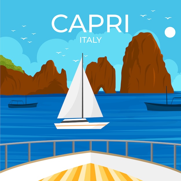 Hand drawn capri illustration