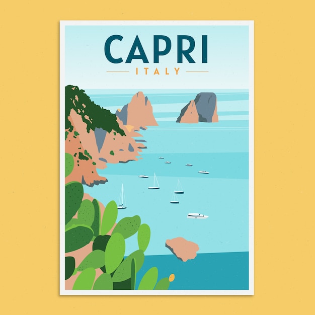 Free vector hand drawn capri poster template