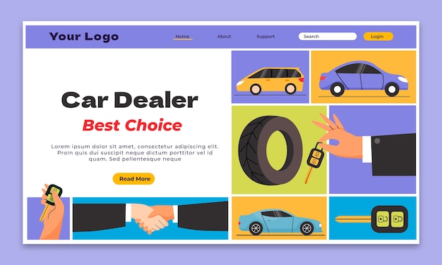Free vector hand drawn car dealer landing page