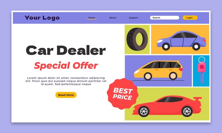 Free Vector hand drawn car dealer landing page
