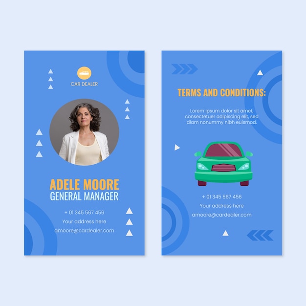 Free vector hand drawn car dealership id card