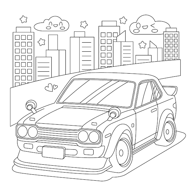 無料ベクター 手描きの車のイラスト