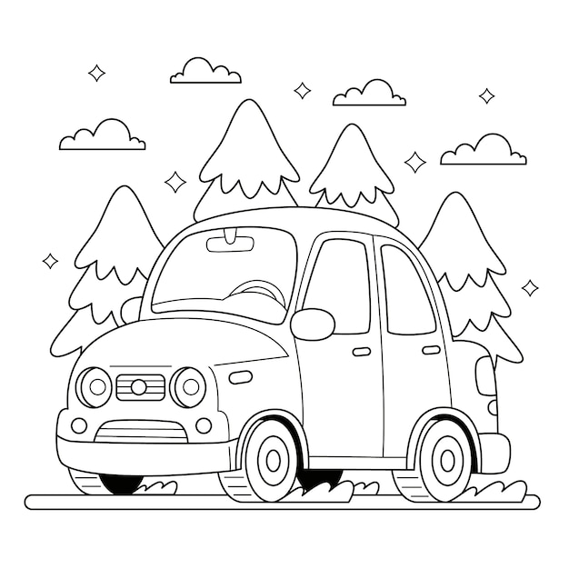 Бесплатное векторное изображение Нарисованная рукой иллюстрация автомобиля