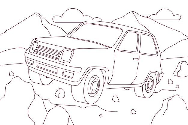 Бесплатное векторное изображение Иллюстрация автомобиля, нарисованная вручную