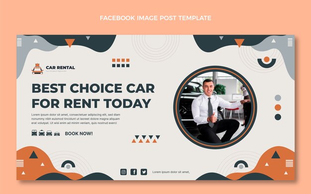 Hand drawn car rental facebook template