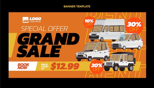 Hand drawn car rental sale background