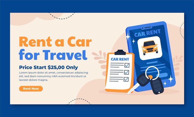 Hand drawn car rental template design