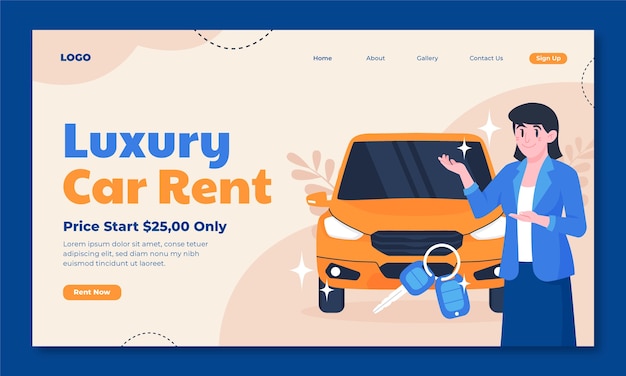 Hand drawn car rental template design