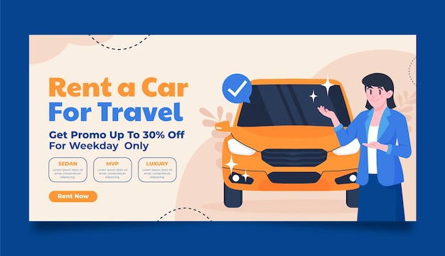 Free vector hand drawn car rental template design