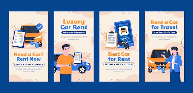 Hand drawn car rental template design