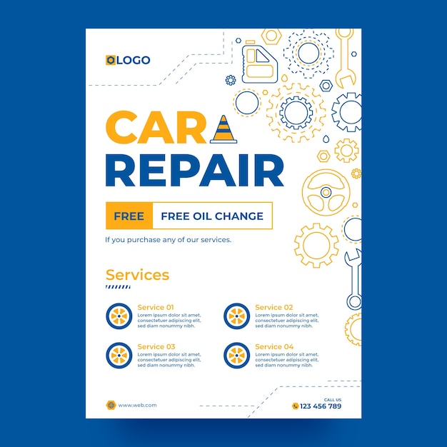 Free vector hand drawn car repair template design