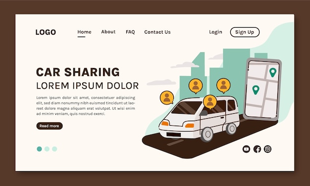 Vettore gratuito pagina di destinazione del car sharing disegnata a mano