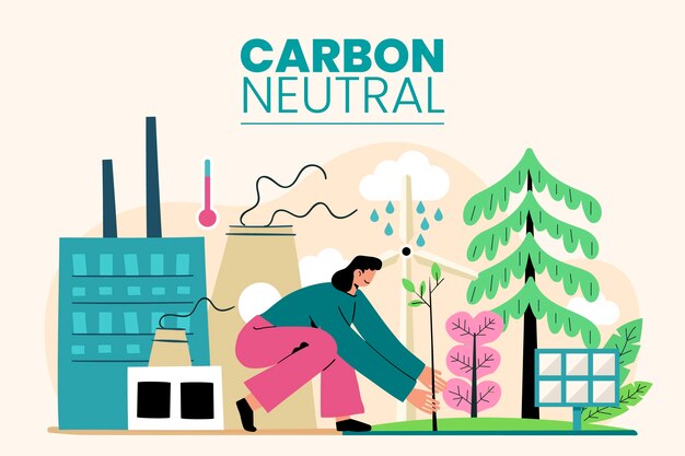 Hand drawn carbon neutral illustration