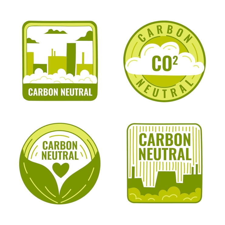 मुफ़्त वेक्टर hand drawn carbon neutral labels and stamps design