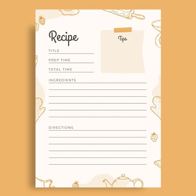 Hand drawn card for recipe design