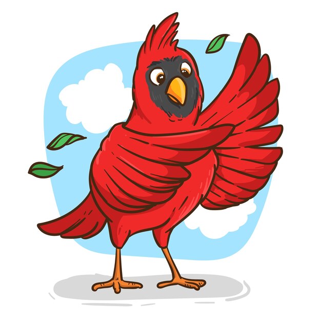 Hand drawn cardinal  cartoon illustration