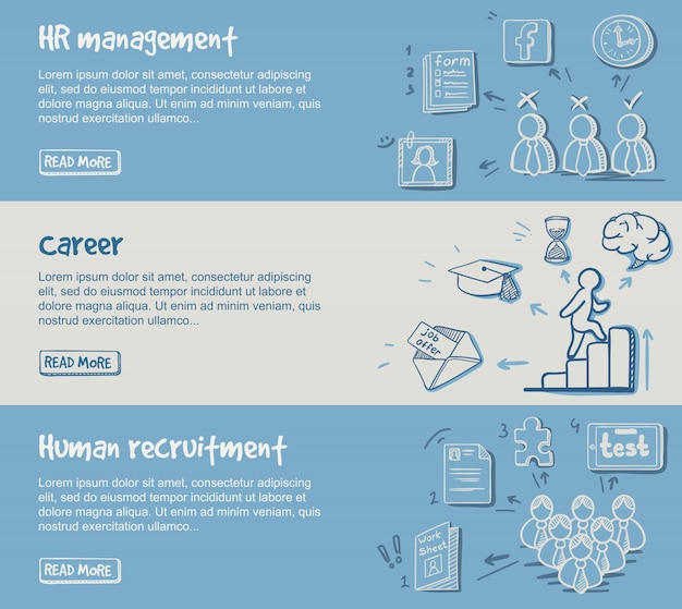 Free vector hand drawn career development horizontal banners