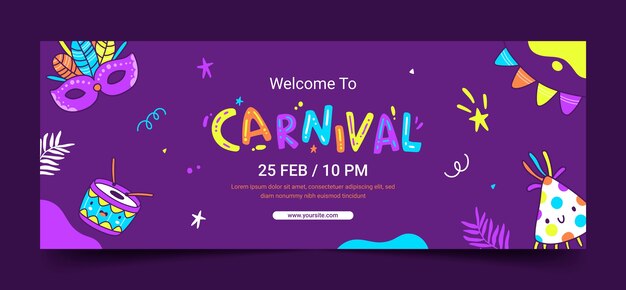 Hand drawn carnival celebration social media cover template