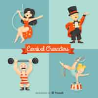 Free vector hand drawn carnival character collection