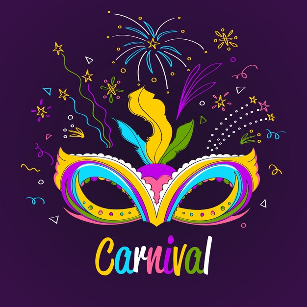 Hand drawn carnival concept with mask