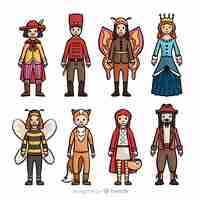 Free vector hand drawn carnival costume collection