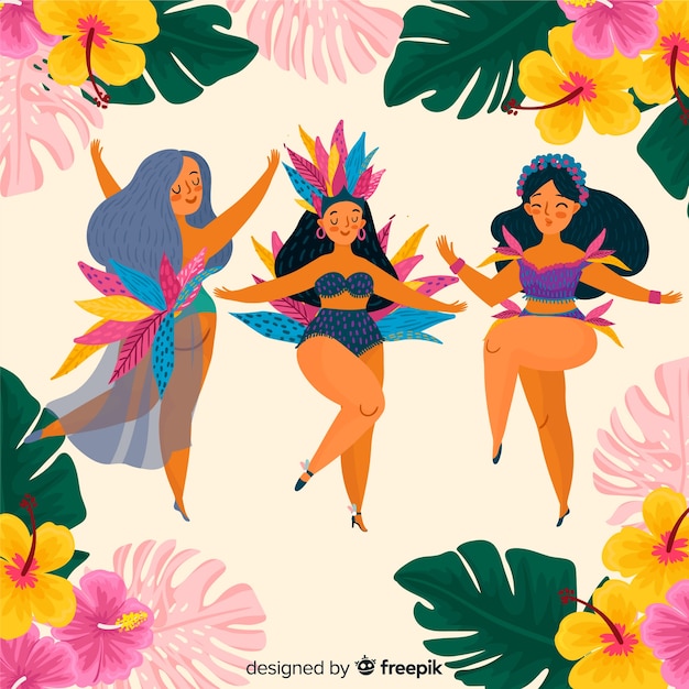 Free vector hand drawn carnival dancer collection