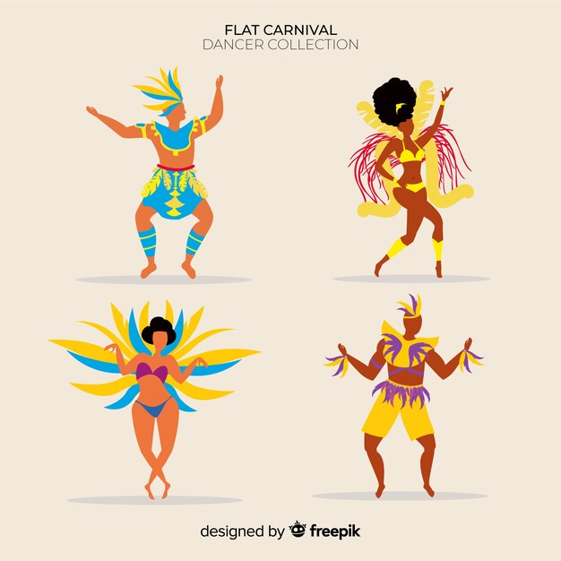 Free vector hand drawn carnival dancer collection