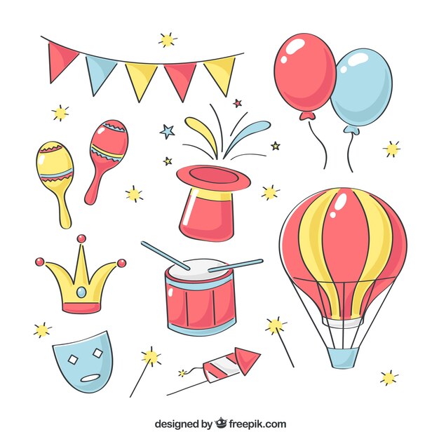 Free vector hand drawn carnival elements collection