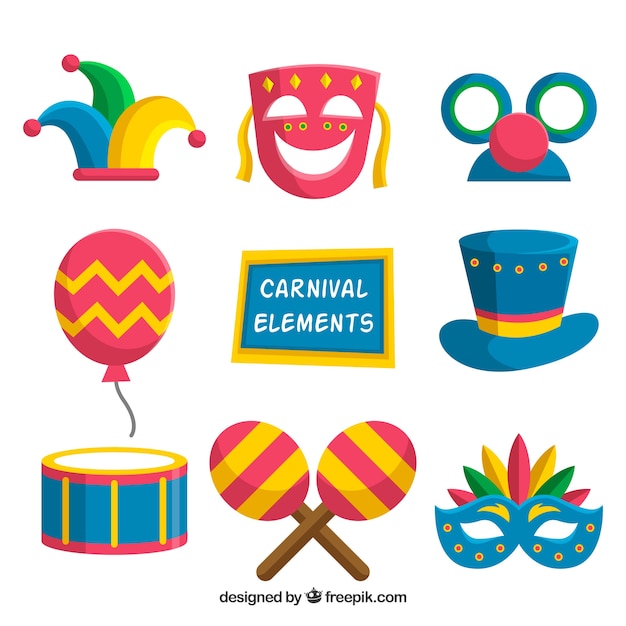 Hand drawn carnival elements collection