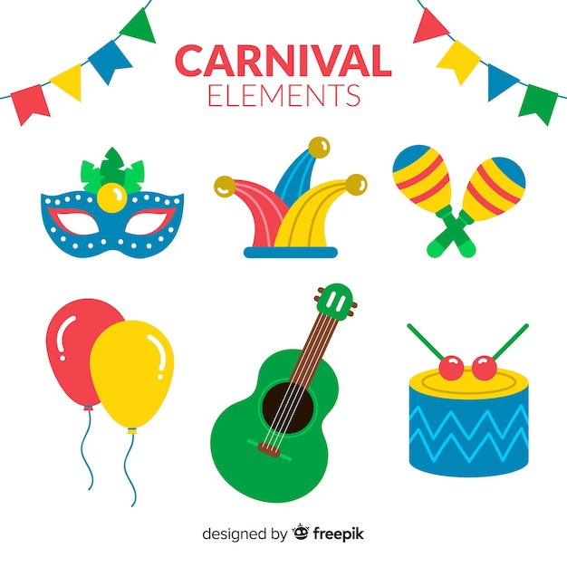 Free vector hand drawn carnival elements collection