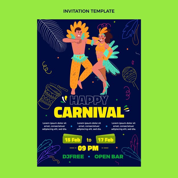 Hand drawn carnival invitation template