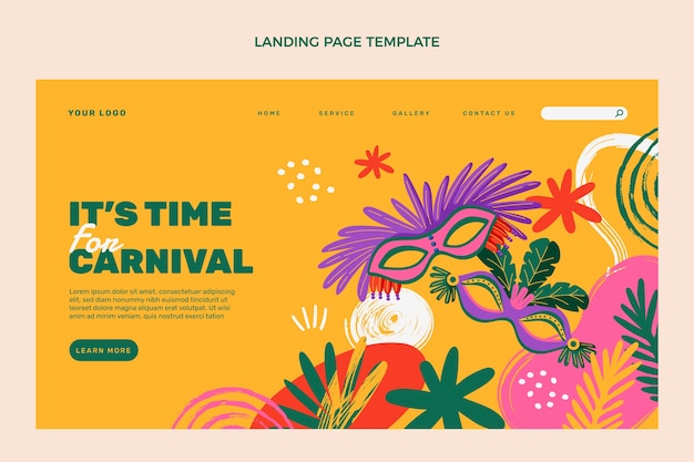 Hand drawn carnival landing page template