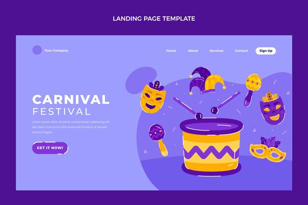 Hand drawn carnival landing page template