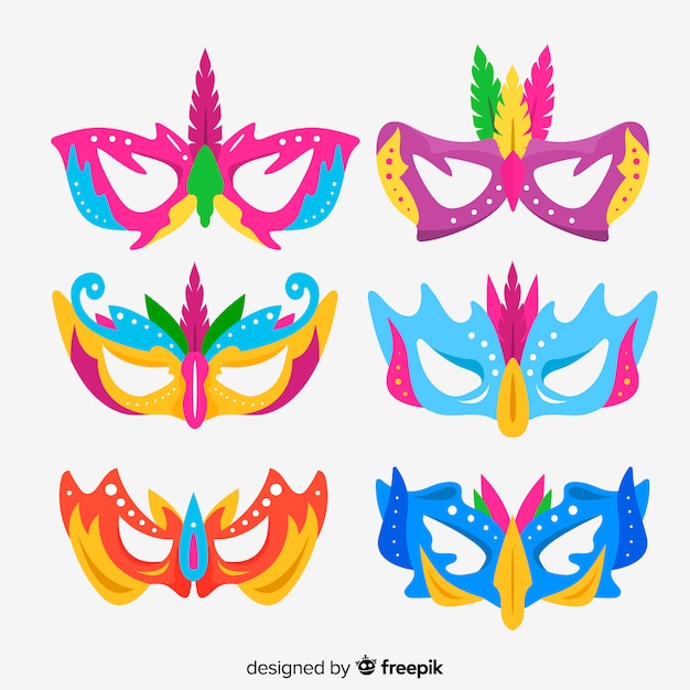 Free vector hand drawn carnival mask collection