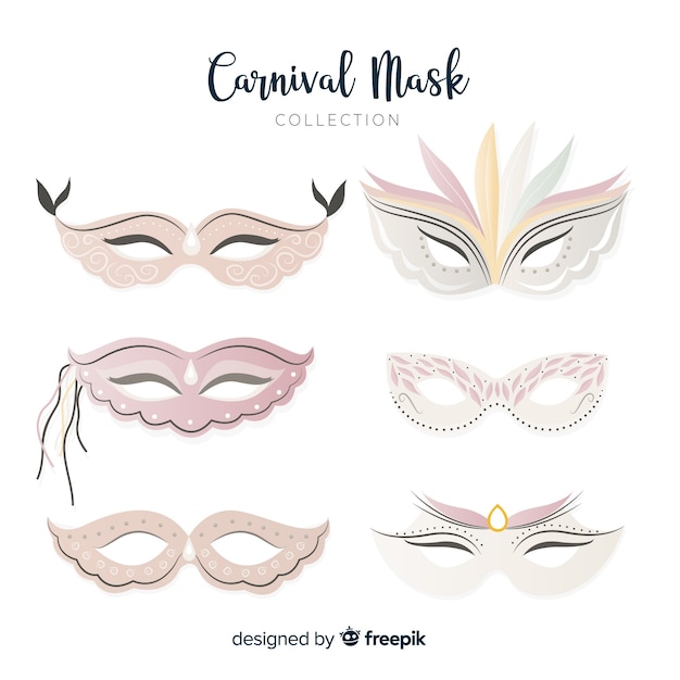 Free vector hand drawn carnival mask collection