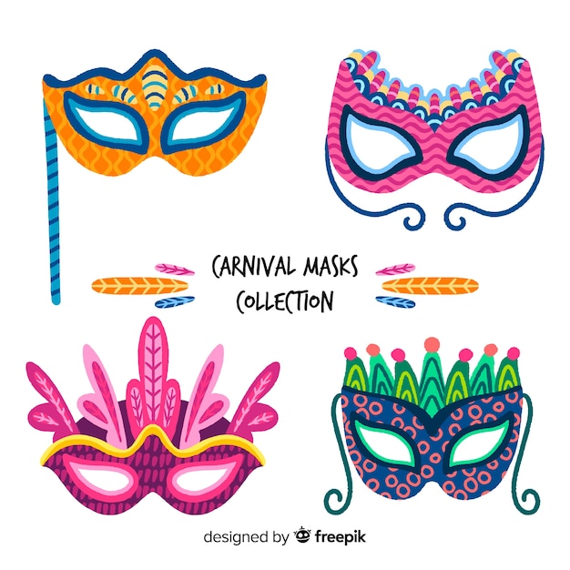 Hand drawn carnival mask collection