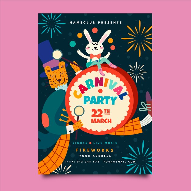 Hand-drawn carnival party poster template