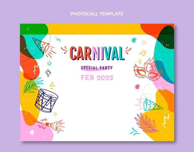 Бесплатное векторное изображение Ручной обращается шаблон карнавала для фотосессии